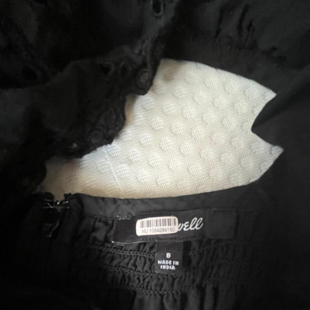 Madewell black smocked midi dress eyelet tiered cotton cottagecore - Picture 3 of 6